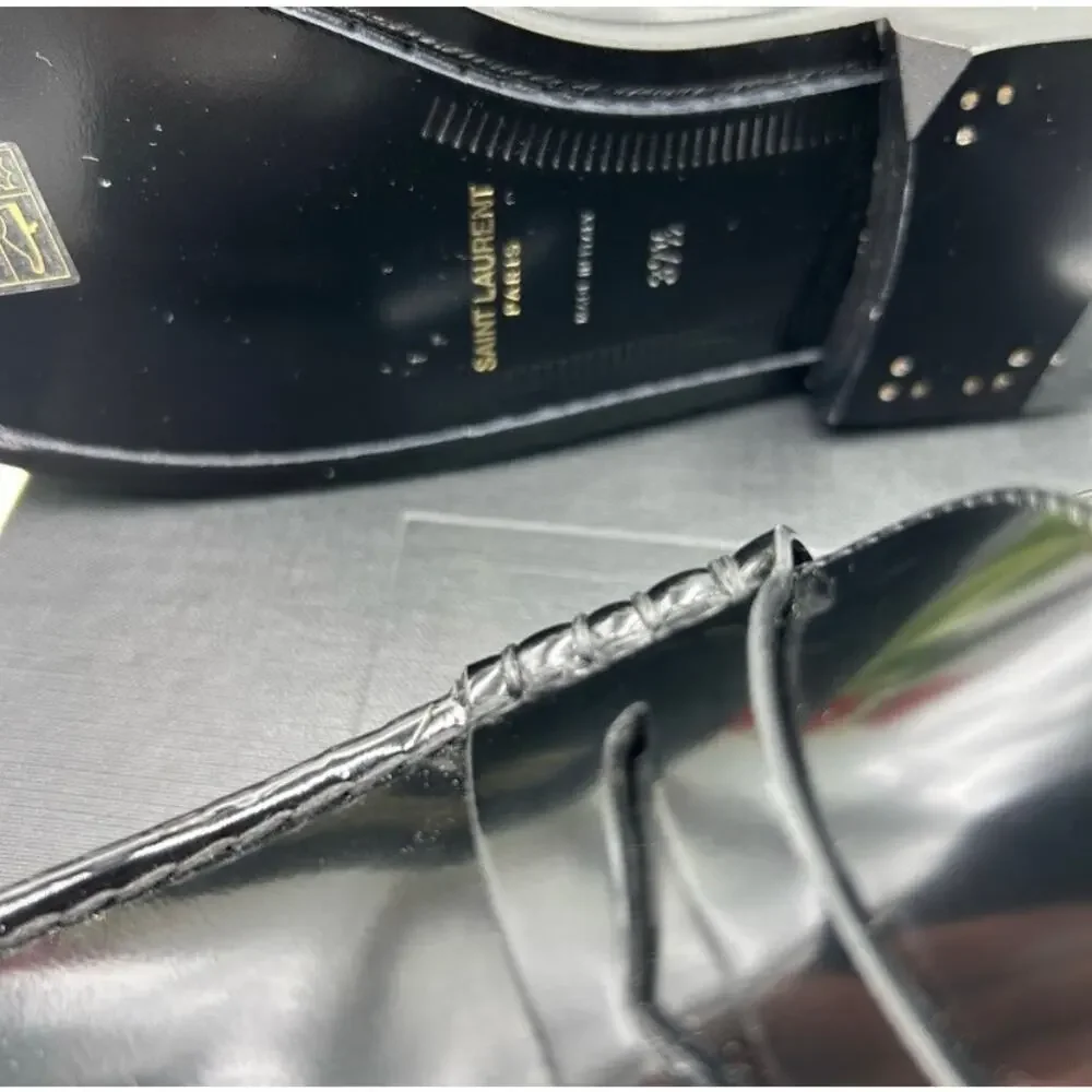 SOLD Women's Saint Laurent leather penny loafers size 37.5 made in Italy - Picture 13 of 13